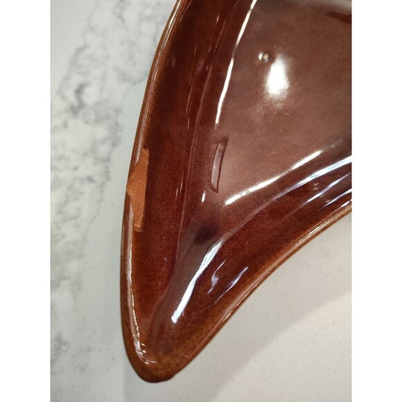 Frankoma Plainsman Brown Leaf Divided Dish 83 Glaze Glossy - Picture 2 of 7